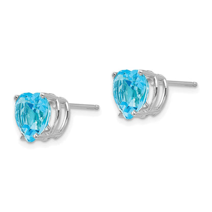 14k Yellow Gold Blue Topaz heart stud Earrings XE100WBT