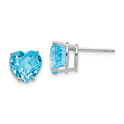 14k Yellow Gold Blue Topaz heart stud Earrings XE100WBT
