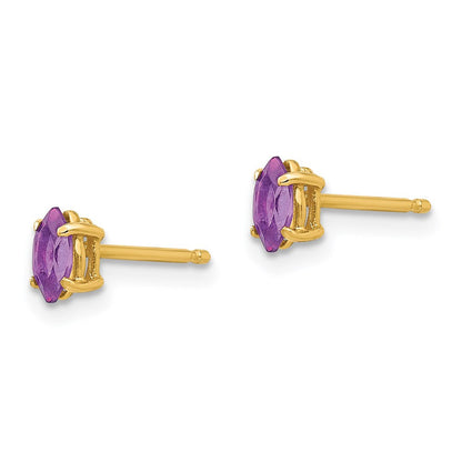 14k Yellow Gold 5x2.5mm Marquise Amethyst Earrings XE101AM