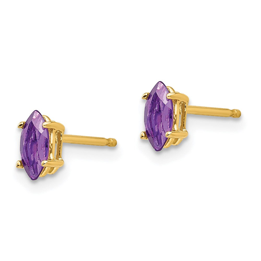 14k Yellow Gold 6x3mm Marquise Amethyst Earrings XE102AM