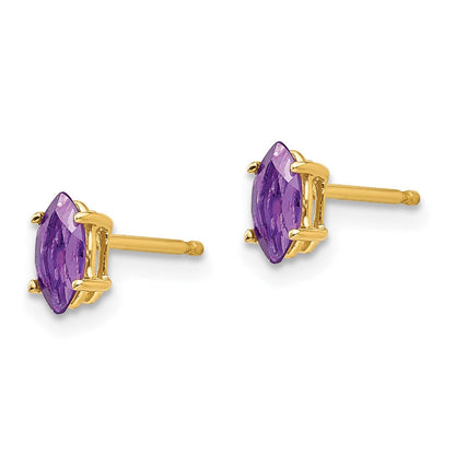 14k Yellow Gold 6x3mm Marquise Amethyst Earrings XE102AM