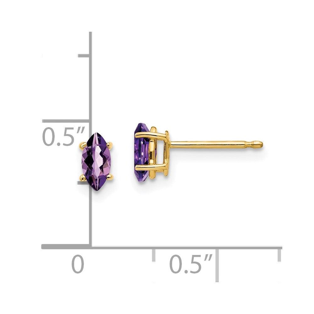 14k Yellow Gold 6x3mm Marquise Amethyst Earrings XE102AM