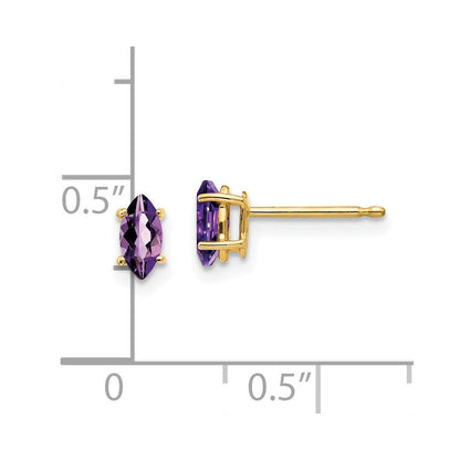 14k Yellow Gold 6x3mm Marquise Amethyst Earrings XE102AM