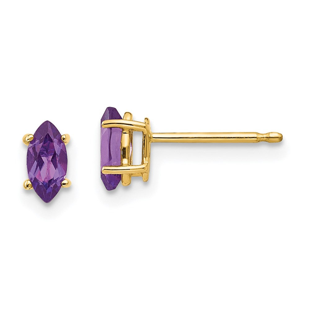 14k Yellow Gold 6x3mm Marquise Amethyst Earrings XE102AM