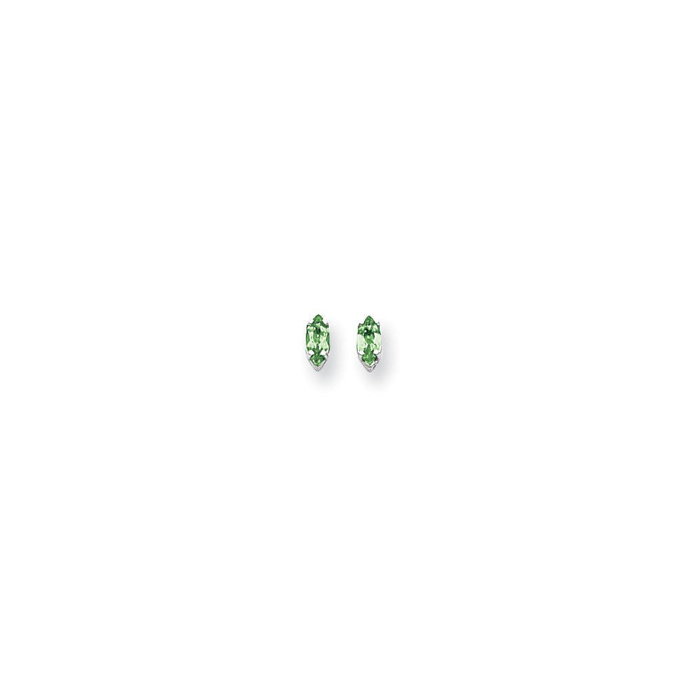 14k White Gold 6x3mm Marquise Emerald Earrings XE102WE