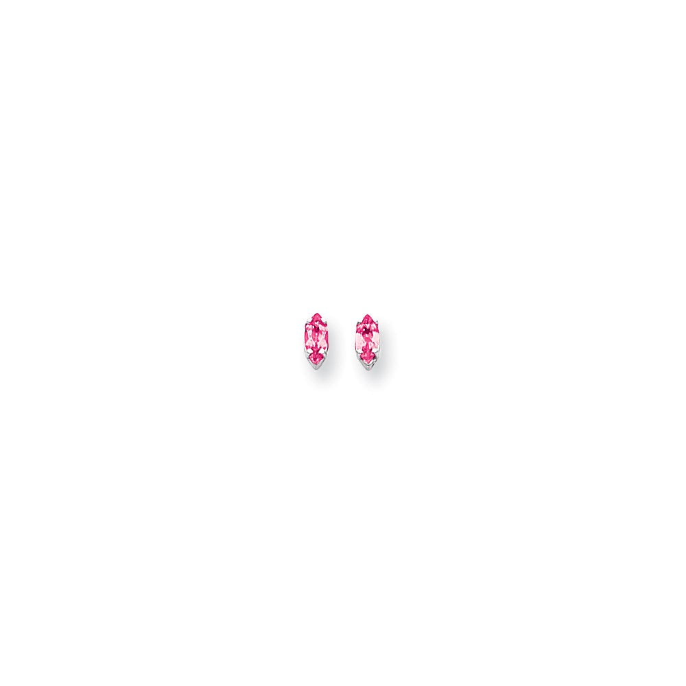 14k White Gold 6x3mm Marquise Pink Sapphire Earrings XE102WSP