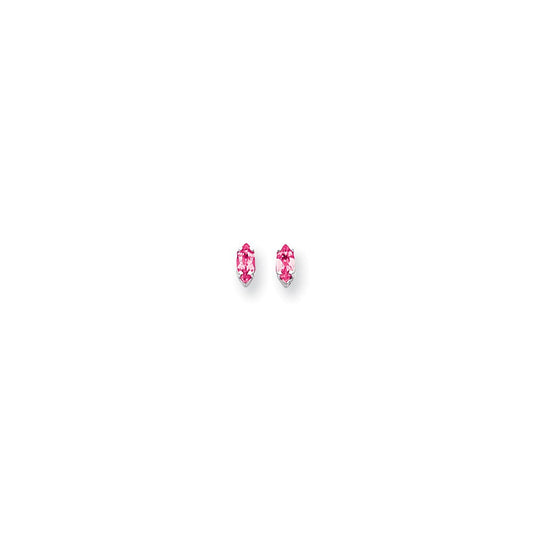 14k White Gold 6x3mm Marquise Pink Sapphire Earrings XE102WSP
