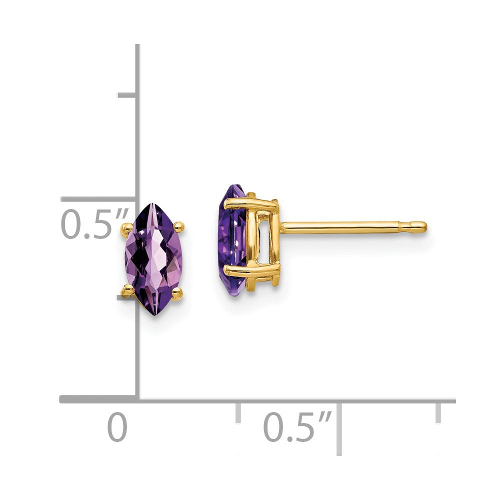 14k Yellow Gold 7x3.5mm Marquise Amethyst Earrings XE103AM