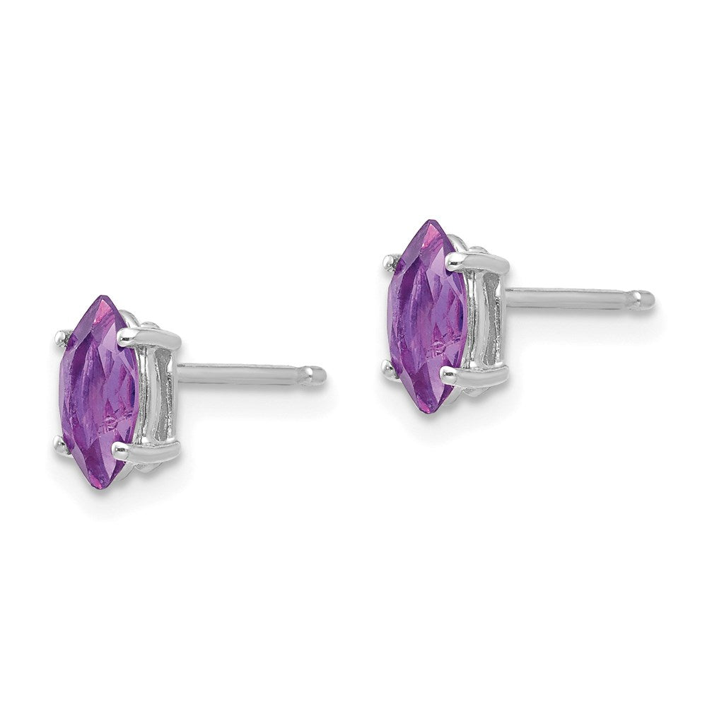 14k White Gold 7x3.5mm Marquise Amethyst Earrings XE103WAM