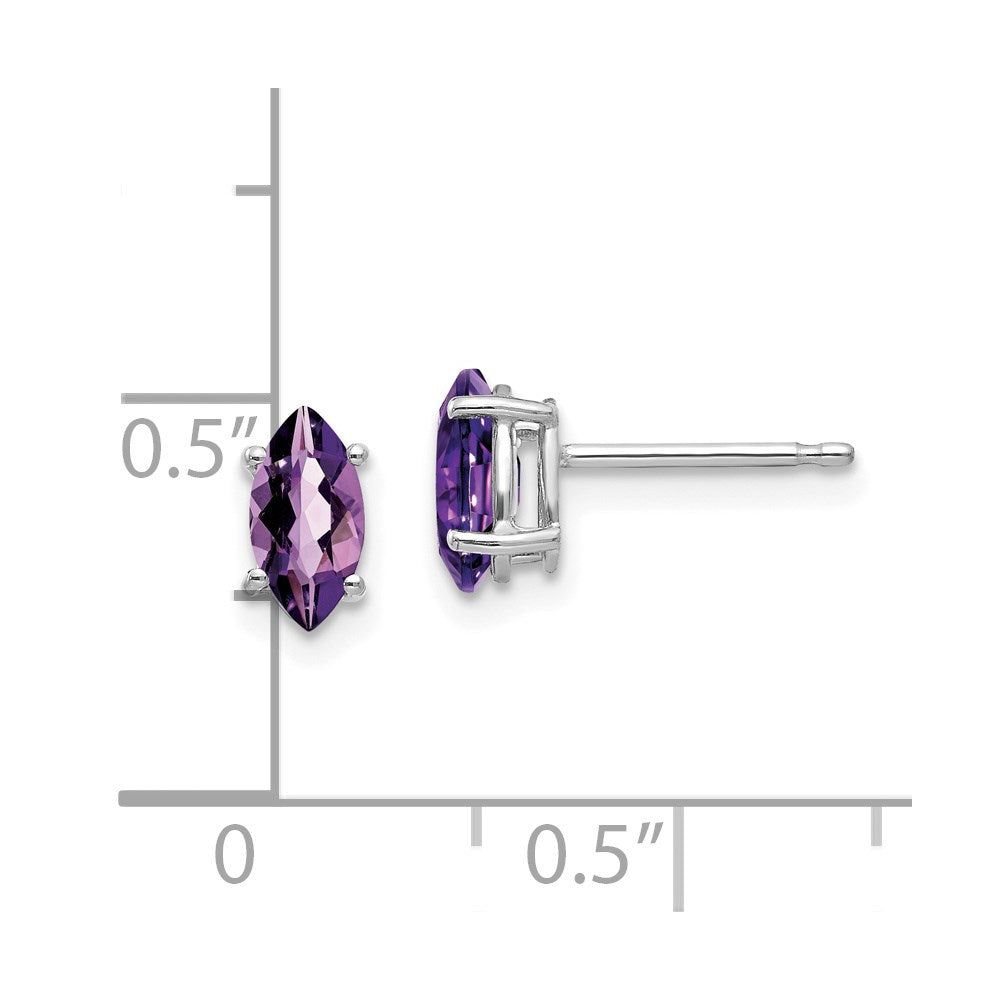 14k White Gold 7x3.5mm Marquise Amethyst Earrings XE103WAM