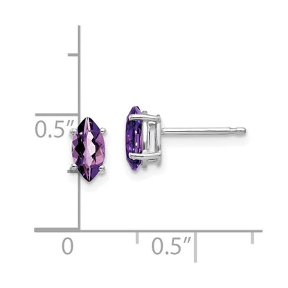14k White Gold 7x3.5mm Marquise Amethyst Earrings XE103WAM