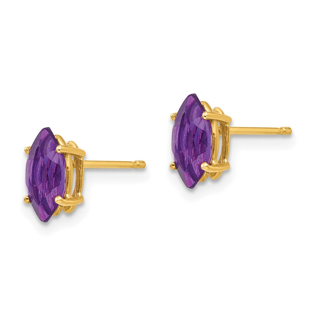 14k Yellow Gold 8x4mm Marquise Amethyst Earrings XE104AM