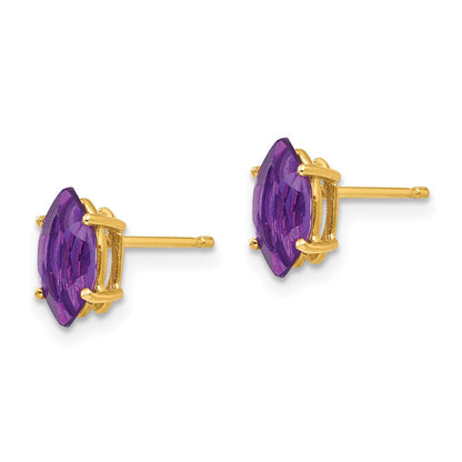 14k Yellow Gold 8x4mm Marquise Amethyst Earrings XE104AM
