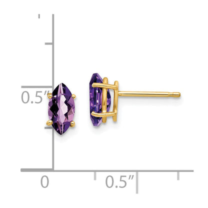 14k Yellow Gold 8x4mm Marquise Amethyst Earrings XE104AM