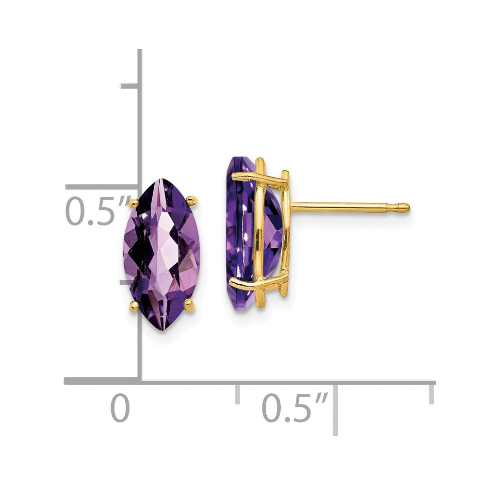 14k Yellow Gold 10x5mm Marquise Amethyst Earrings XE105AM