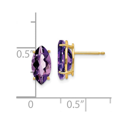 14k Yellow Gold 10x5mm Marquise Amethyst Earrings XE105AM