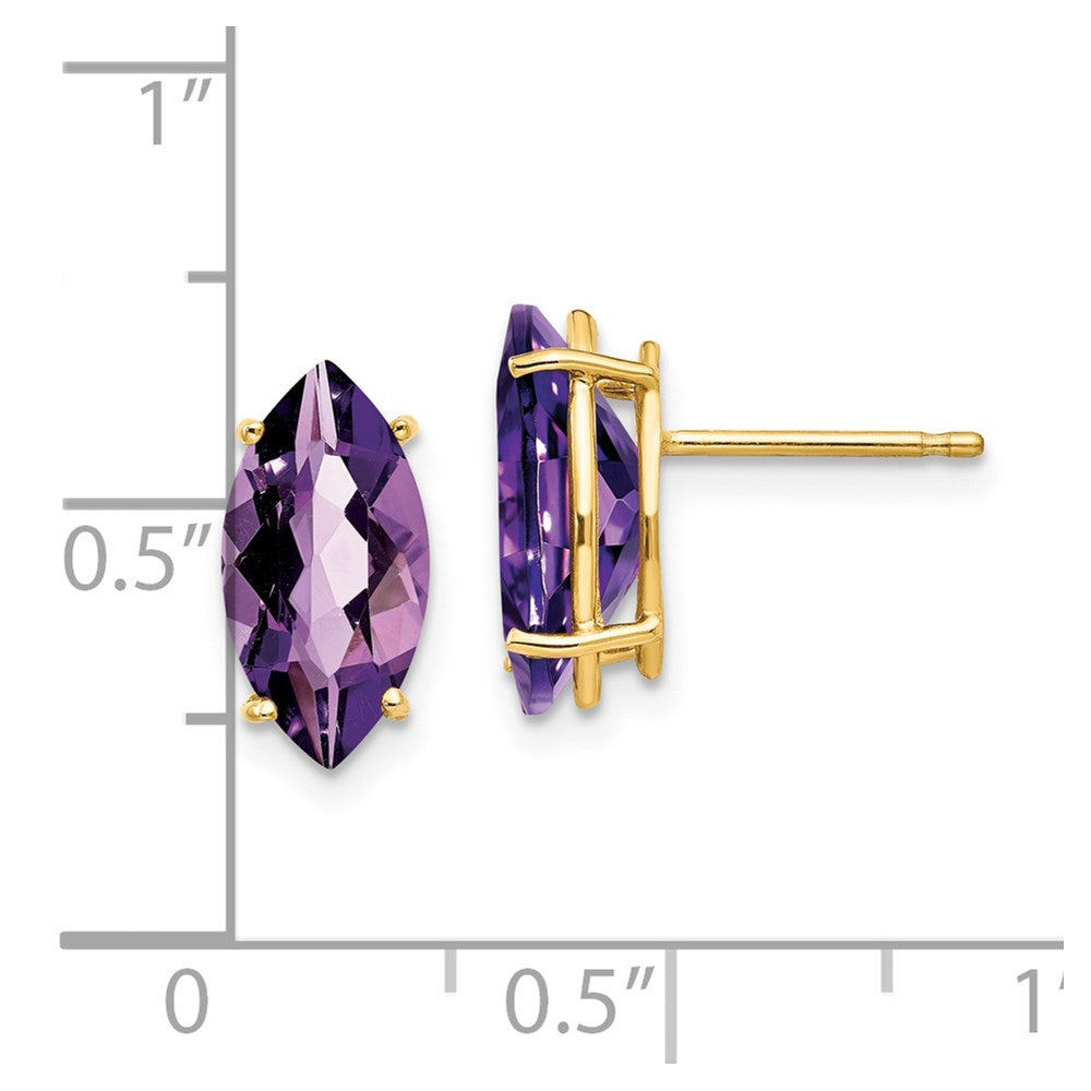 14k Yellow Gold 12x6mm Marquise Amethyst Earrings XE106AM