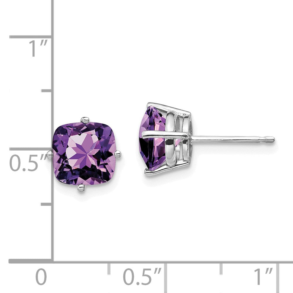 14k White Gold 7x7mm Cushion Amethyst Earrings XE108WAM