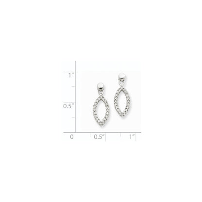 14k White Gold Real Diamond Dangle Earrings XE1586A