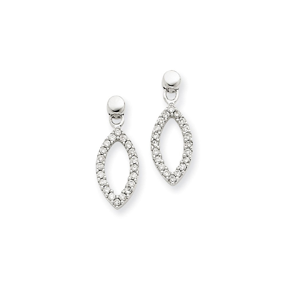 14k White Gold Real Diamond Dangle Earrings XE1586A