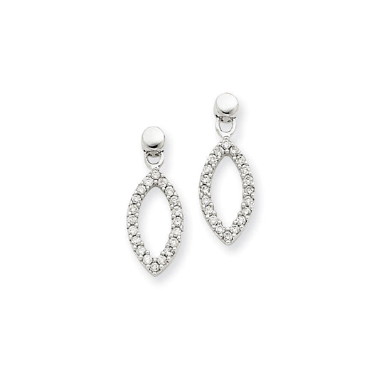 14k White Gold Real Diamond Dangle Earrings XE1586A