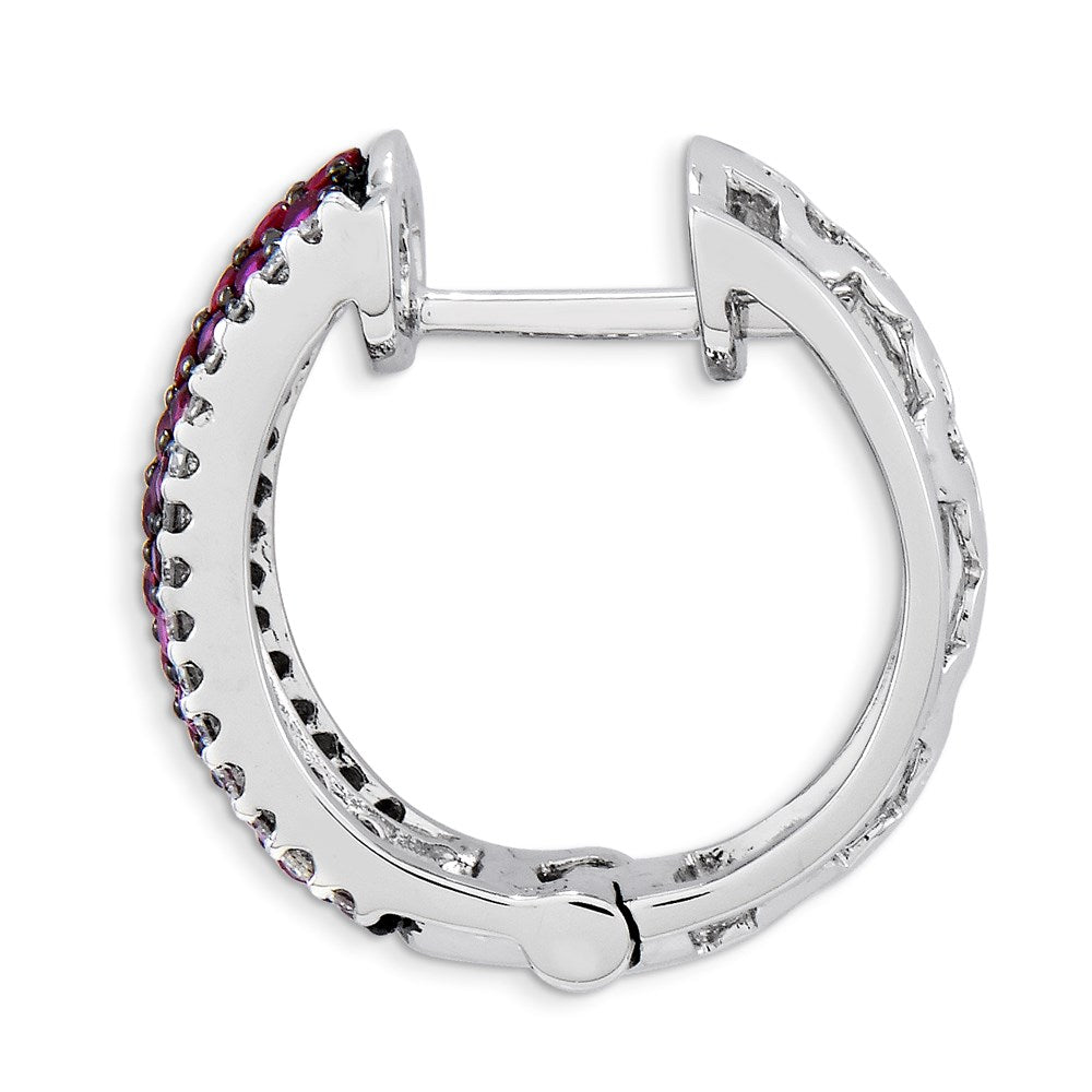 14k White Gold AA Real Diamond & Ruby Earrings XE1643R/AA