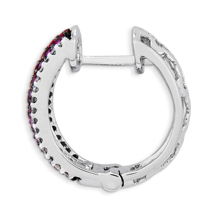 14k White Gold AA Real Diamond & Ruby Earrings XE1643R/AA