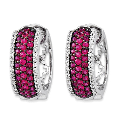 14k White Gold AA Real Diamond & Ruby Earrings XE1643R/AA