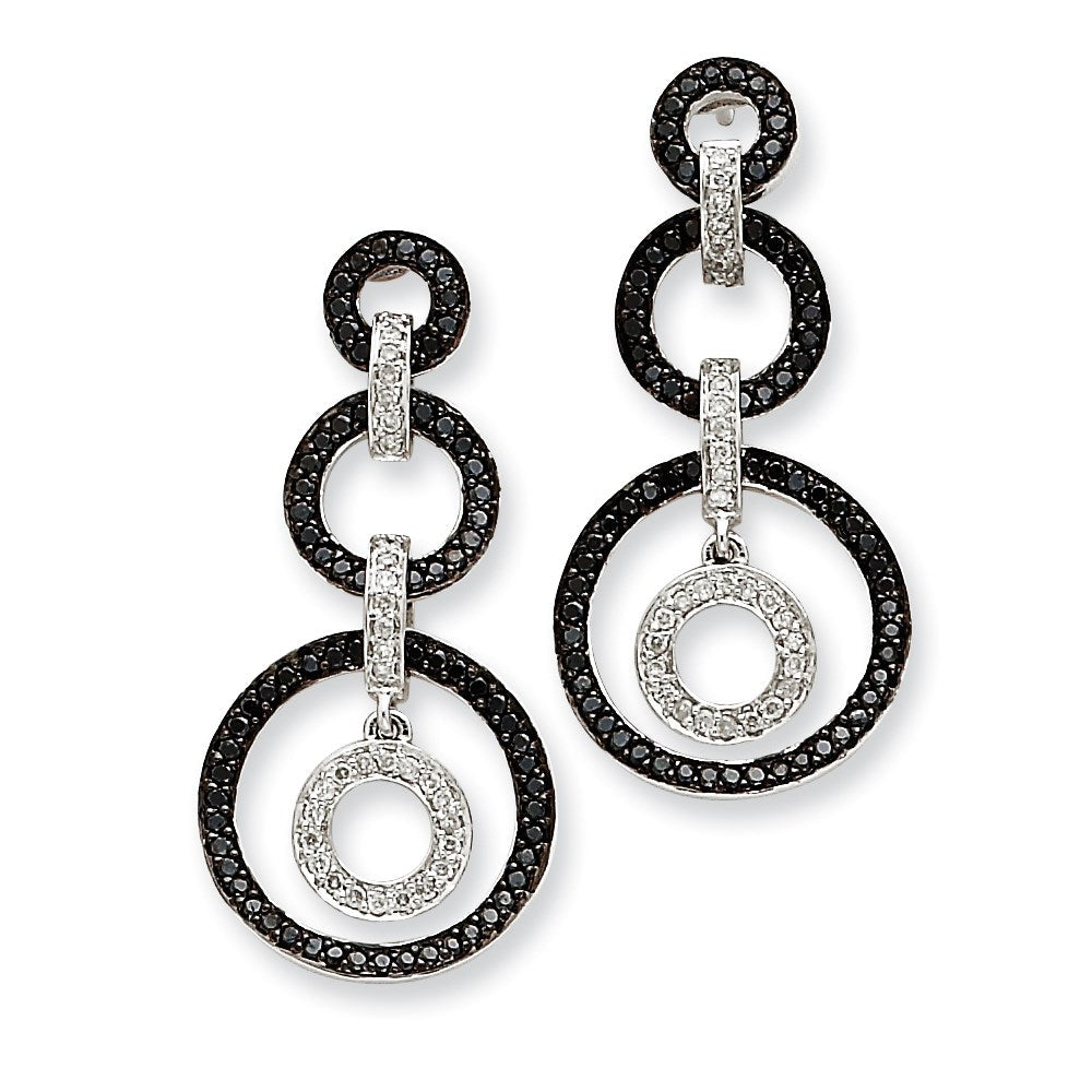 14k White Gold AA Real Diamond Circle Dangle Post Earrings XE1649AA