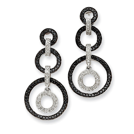 14k White Gold AA Real Diamond Circle Dangle Post Earrings XE1649AA