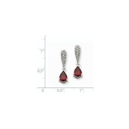 14k White Gold Garnet & Real Diamond Dangle Post Earrings XE1687GA/A