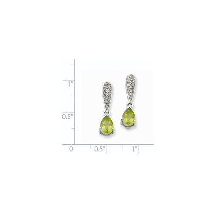 14k White Gold Peridot & Real Diamond Dangle Post Earrings XE1688PE/A