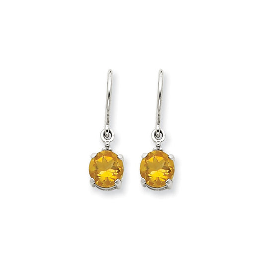 14k White Gold Citrine & Real Diamond Dangle Earrings XE1747CI/A