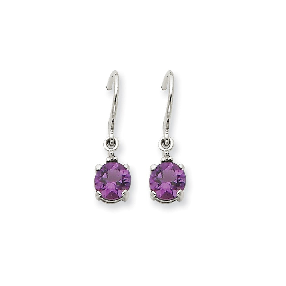 14k White Gold Amethyst & Real Diamond Dangle Earrings XE1749AM/A