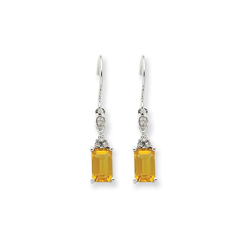 14k White Gold Citrine & Real Diamond Dangle Earrings XE1759CI/A