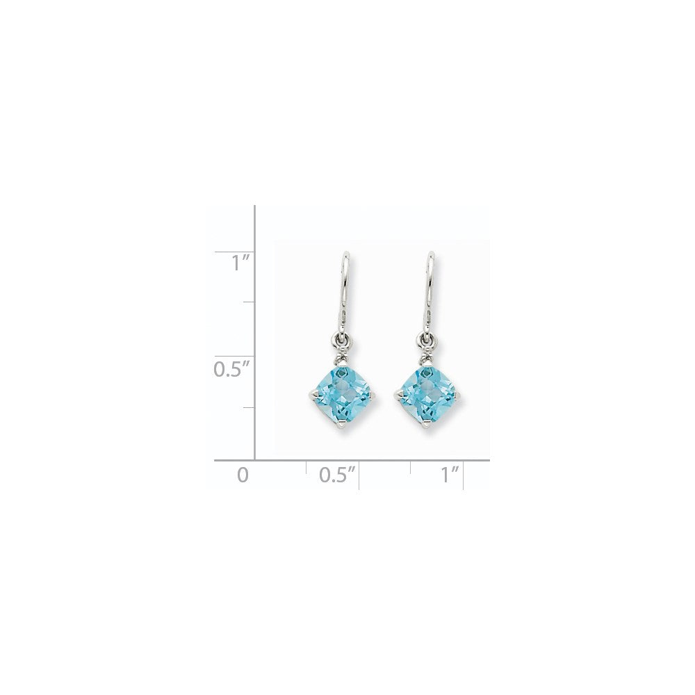 14k White Gold Blue Topaz & Real Diamond Dangle Earrings XE1770BT/A