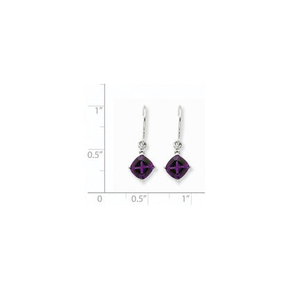 14k White Gold Amethyst & Real Diamond Dangle Earrings XE1771AM/A
