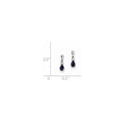 14k White Gold Blue Sapphire & Real Diamond Dangle Post Earrings XE1776S/A