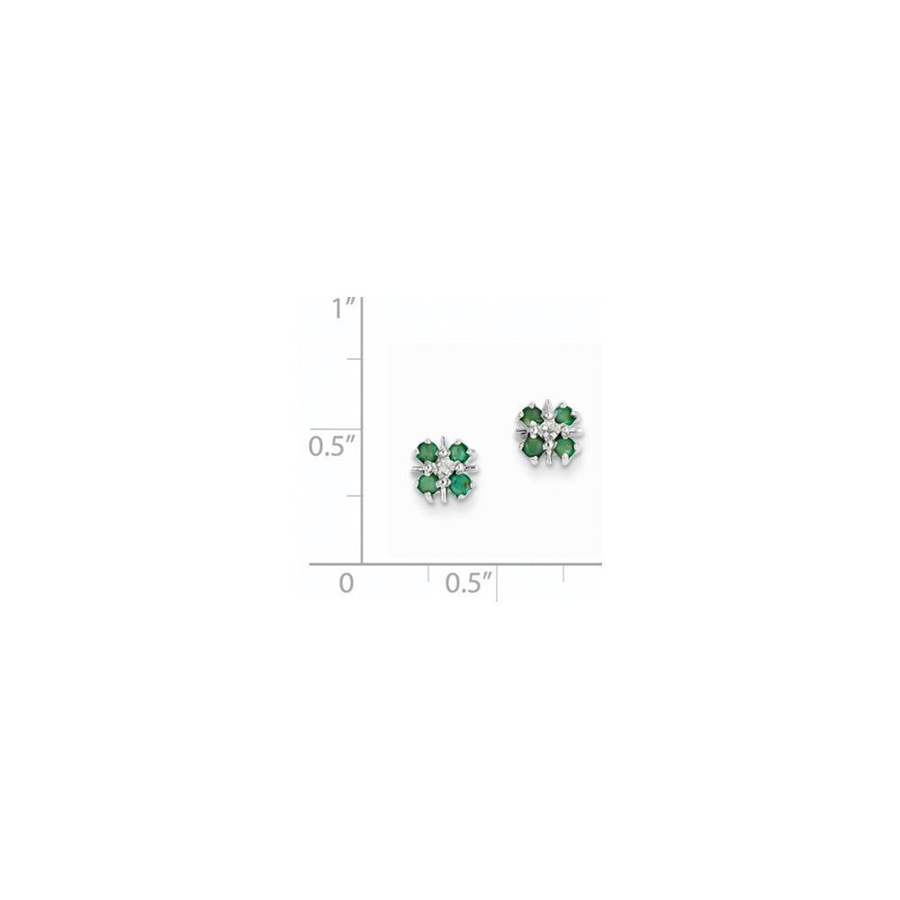 14k White Gold Emerald & Real Diamond Post Earrings XE1783E/A