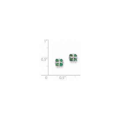 14k White Gold Emerald & Real Diamond Post Earrings XE1783E/A