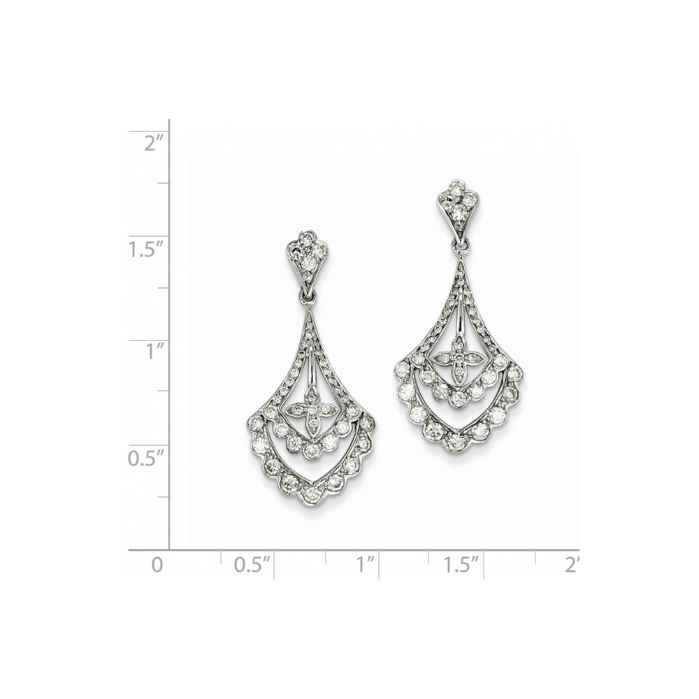 14k White Gold Real Diamond Dangle Post Earrings XE2151AA