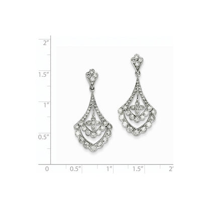 14k White Gold Real Diamond Dangle Post Earrings XE2151AA