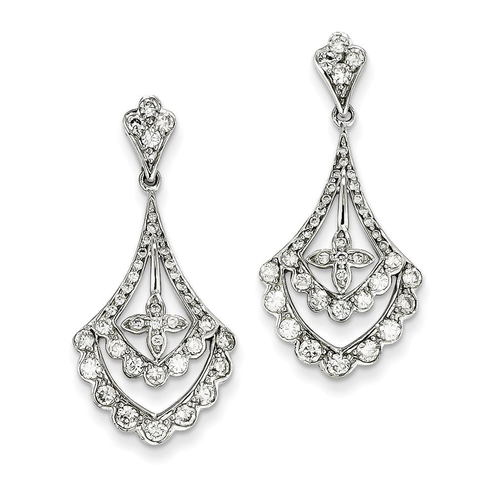 14k White Gold Real Diamond Dangle Post Earrings XE2151AA