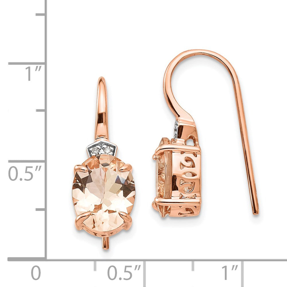 14k Rose Gold Real Diamond and Morganite Dangle Earrings XE2164MG/AA