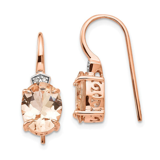 14k Rose Gold Real Diamond and Morganite Dangle Earrings XE2164MG/AA