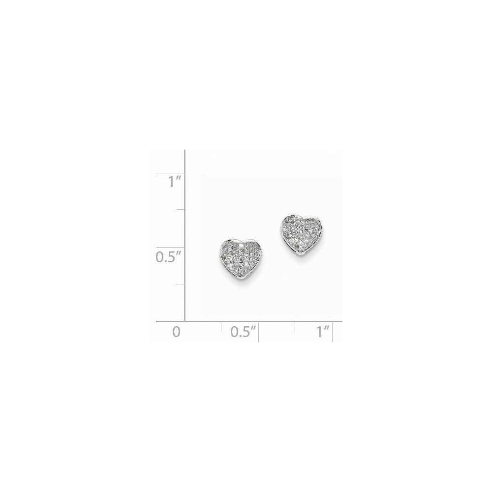 14k White Gold Real Diamond Heart Screw Back Post Earrings XE2321AA