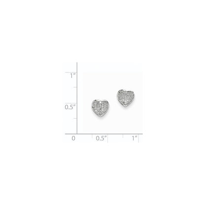 14k White Gold Real Diamond Heart Screw Back Post Earrings XE2321AA