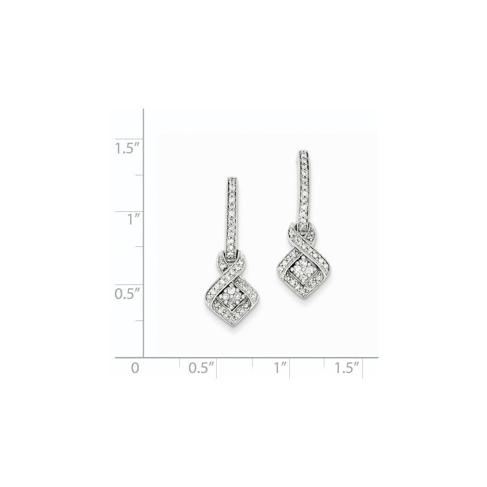 14K White Gold Fancy Dangle Real Diamond Post Earrings XE2342AA