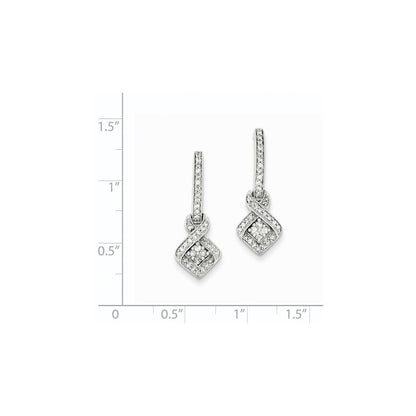 14K White Gold Fancy Dangle Real Diamond Post Earrings XE2342AA