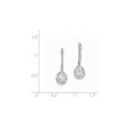14K White Gold Real Diamond Pear Shaped Hinged Hoop Earring XE2355AA